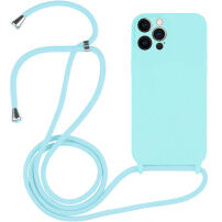Silikonowe etui ze sznurkiem do iPhone 12 Pro - lazurowe