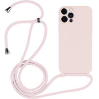 Silikonowe etui ze sznurkiem do iPhone 12 Pro Max - brudny róż