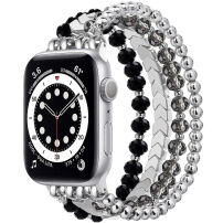xDfind koralikowy pasek do Apple Watch Ultra 49mm / 46mm / 45mm / 44mm / 42mm - czarno-srebrny