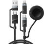 ESSAGER 3w1 uniwersalny kabel ładujący i do transmisji danych w oplocie - USB-C / USB-A na magnetyczny krążek / USB-C / Lightning - 1 m - czarny