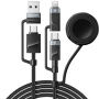 ESSAGER 3w1 uniwersalny Kabel ładujący i do przesyłu danych w oplocie - USB-C / USB-A na magnetyczne złącze / USB-C / Lightning - 2 m - czarny