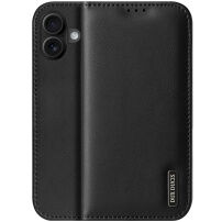 DUX DUCIS Skórzane etui z klapką Hivo do iPhone'a 16 - czarne