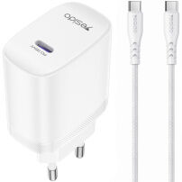 Yesido YC107 zestaw ładowarki z portem USB-C i kabla USB-C na USB-C - 35W - 1 m - biała