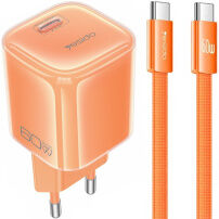 Yesido YC117 GaN zestaw ładowarki z portem USB-C i kabla USB-C na USB-C - 40W-60W - 1 m - pomarańczowy