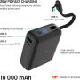 FIXED Zen 10 Loop powerbank ze zintegrowanym kablem USB-C i portami USB-C / USB-A - 10 000 mAh - czarny