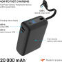 FIXED Zen 20 Loop powerbank ze zintegrowanym kablem USB-C i portami USB-C / USB-A - 20 000 mAh - czarny