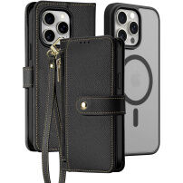 DUX DUCIS Etui Lawa 2w1 z odpinaną klapką i MagSafe oraz portfelem do iPhone'a 15 Pro - czarne