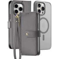 DUX DUCIS Etui Lawa 2w1 z odpinaną klapką i MagSafe oraz portfelem do iPhone'a 15 Pro - Szare