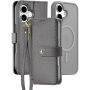 DUX DUCIS Etui z klapką Lawa 2w1 z możliwością odpięcia z MagSafe i portfelem do iPhone'a 16 Plus - Szare