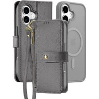 DUX DUCIS Lawa 2w1 odpinane etui z klapką z MagSafe i portfelem do iPhone 17 - szare