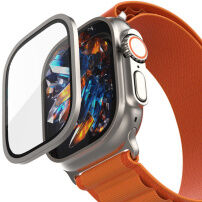 FIXED Armor szkło hartowane ze stalową ramką do Apple Watch Ultra 49mm - tytanowe