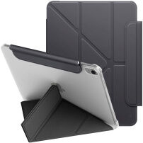 UNIQ Camden Lite etui zamykane z podstawką origami i miejscem na Apple Pencil do iPad 10,9" (2022) / 11" (2025) - ciemnoszare
