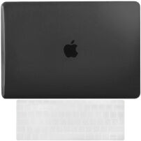 ENKAY 2w1 błyszcząca okładka i ultra cienkie etui EU klawiatury dla MacBook Pro 13" bez Touch Baru (A1706 / A1708 / A1989 / A2159) - czarne