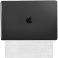 ENKAY 2w1 błyszczące etui z ultra cienkim etui klawiatury EU dla MacBook Pro 15" (A1707 / A1990) - czarne