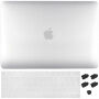 ENKAY 3w1 błyszczące etui z ultra cienkim etui klawiatury EU i zaślepkami portów dla MacBook Pro 13" z Touch Barem (A1706 / A1989 / A2159) - czysty