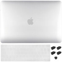 ENKAY 3w1 błyszczące etui z ultra cienkim etui klawiatury EU i zaślepkami portów dla MacBook Pro 13" z Touch Barem (A1706 / A1989 / A2159) - czysty