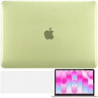 ENKAY 3w1 błyszczące etui z ultra cienką osłoną klawiatury EU i folią na ekran do MacBook Neo (A3404) - cytrusowy żółty