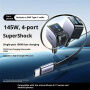 UGREENZestaw ładowarki samochodowej EC604 z 2 portami USB-C / USB-A i przedłużanym kablem USB-C - 145 W - 70 cm - szary