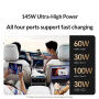 UGREENZestaw ładowarki samochodowej EC604 z 2 portami USB-C / USB-A i przedłużanym kablem USB-C - 145 W - 70 cm - szary
