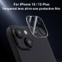 XDcase Szkło hartowane do ochrony obiektywów tylnego aparatu dla iPhone 15 / 15 Plus - czarne