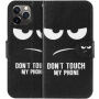 Pokrowiec flip ze stojakiem Do not touch my phone do iPhone 11 Pro - czarny