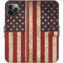 Pokrowiec flip ze stojakiem retro flaga USA do iPhone 11 Pro - kolorowy