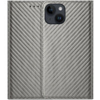 Etui z klapką z wzorem włókna węglowego dla iPhone 13 mini - szare