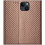 Etui z klapką z wzorem włókna węglowego dla iPhone 14 Plus - brązowy