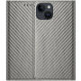 Etui z klapką z wzorem włókna węglowego dla iPhone 14 Plus - szare