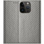 Etui z klapką z wzorem włókna węglowego dla iPhone 13 Pro - szare