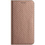 Etui z klapką z wzorem włókna węglowego dla iPhone 14 Pro - brązowy