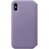 Apple Folio pokrowiec skórzany flip do iPhone XS - liliowy