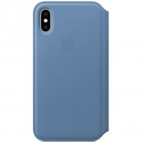 Apple Folio pokrowiec skórzany flip do iPhone XS - chabrowo-niebieski