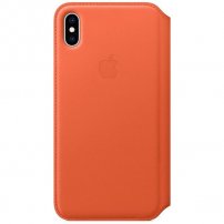 Apple Folio pokrowiec skórzany flip do iPhone XS Max - ciemnopomarańczowy