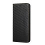 Etui zamykane ze wzorem włókna węglowego do iPhone 15 Pro - czarne
