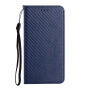 Etui zamykane ze wzorem włókna węglowego do iPhone 17 Pro / 18 Pro - ciemnoniebieskie