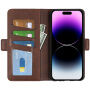 Etui zamykane ze skóry PU do iPhone 15 Pro Max - brązowe