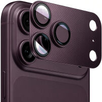 ENKAY Szkło hartowane z metalową ramką do ochrony obiektywów aparatu do iPhone 18 Pro - bordowe