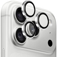 Rurihai Szkło hartowane z metalową ramką do ochrony soczewek tylnego aparatu dla iPhone 18 Pro / 18 Pro Max - srebrne