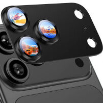 Rurihai Szkło hartowane z metalową ramką do ochrony soczewek aparatu dla iPhone 18 Pro Max - czarne