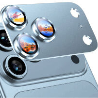 Rurihai Szkło hartowane z metalową ramką do ochrony soczewek aparatu dla iPhone 18 Pro Max - niebieskie