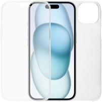 Dwuczęściowe Etui zamykane na przód i tył do iPhone 15 Plus - przezroczyste
