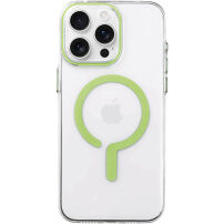 Przezroczyste Etui z twardego plastu z zielonym MagSafe do iPhone 15 Pro - czysty