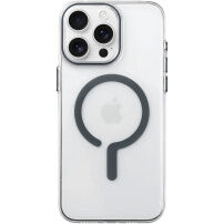 Przezroczyste Etui z twardego plastu z szarym MagSafe do iPhone 15 Pro - przezroczysty
