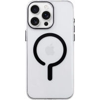 Przezroczyste Etui z twardego plastu z czarnym MagSafe do iPhone 15 Pro Max - przezroczyste