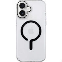 Przezroczyste Etui z twardego plastu z czarnym MagSafe do iPhone 16 - przezroczyste
