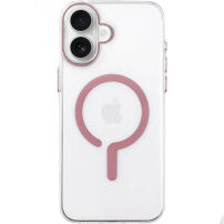 Transparentne Etui z twardego tworzywa sztucznego z różowym MagSafe do iPhone 16 - przezroczyste
