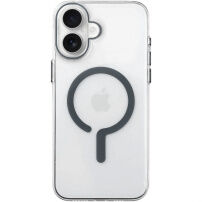 Przezroczyste Etui z twardego plastiku z szarym MagSafe do iPhone 16 - przezroczyste