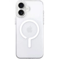 Przezroczyste Etui z twardego plastiku z białym MagSafe do iPhone 16 Plus - przezroczyste