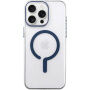 Przezroczyste Etui z twardego plastu z niebieskim MagSafe do iPhone 16 Pro - przezroczysty